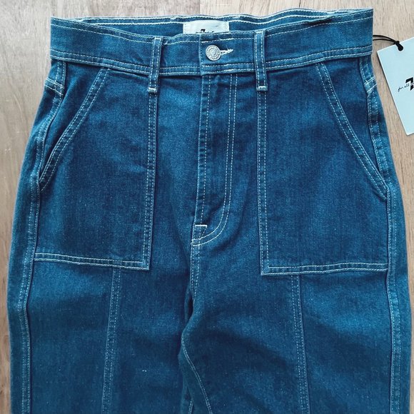 7 FOR ALL MANKIND EASY SLIM CARGO Women’s Zip Hem Denim Jeans sz 27 NWT - Picture 3 of 14